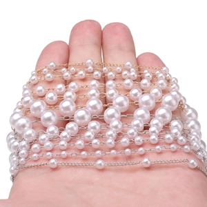 Catena di perle ABS 50cm in oro e argento per gioielli fai-da-te e accessori per capelli