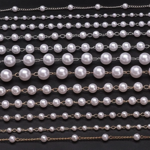 Catena di Künstliche Perle Artificiali in ABS Fatta a Mano Catena di Künstliche Perle in Metallo in Lega Per Creazione di Gioielli Fai-da-te Matrimonio