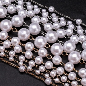 Catene di perle ABS bianche multistrato con maglie in metallo oro e argento per il fai da te