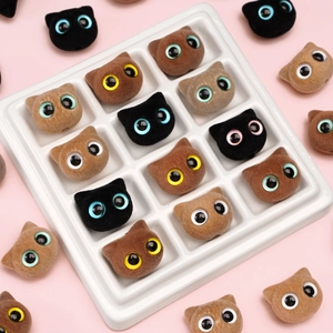 Flocked Resin Cat Head Loose Beads Cute Animal Shape Beads For DIY Bracelet Necklace Ring Earring Handcraft Jewelry Making Accessories
