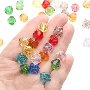 Faceted acrylic crystal bicone beads in mixed colors for DIY jewelry and bracelets