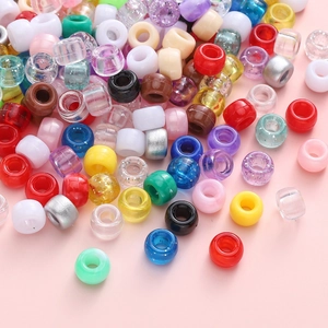 Colorful Acrylic Barrel Beads Large Hole Pony Beads For DIY Bracelet Necklace Phone Chain Jewelry Making Craft Accessories