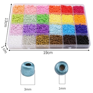 24-color 3mm glass seed bead set in clear 19x13cm storage box for DIY jewelry making