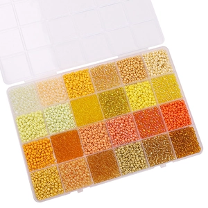 24-grid DIY seed bead set in warm tones for making handmade bracelets and jewelry