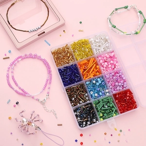 Mixed Color Glass Seed Beads Bugle Beads DIY Jewelry Making Kit With Storage Box For Handmade Bracelet Necklace Crafting