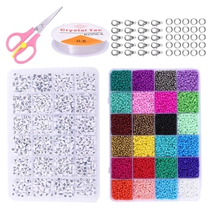Kit DIY de cuentas de letras acrílicas y cuentas de colores con herramientas y cordón