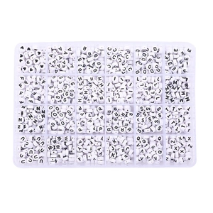 Kit de cuentas de letras DIY con caja de 24 rejillas y abalorios para pulseras infantiles