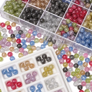 Colorful resin beads with silver powder glitter for DIY jewelry making in clear storage box