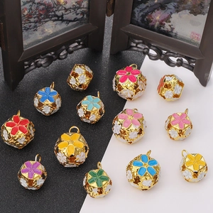 Exquisite hollow floral cloisonné bells in colorful enamel for DIY jewelry making