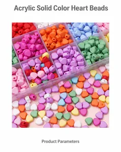 Detailed view of 7mm acrylic solid color heart beads for DIY jewelry making and crafts