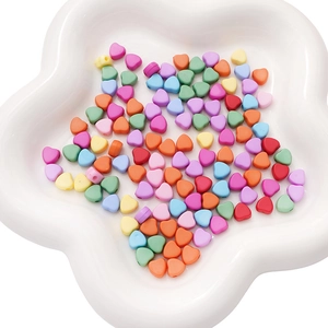 Mix of 7mm colorful acrylic heart beads for DIY jewelry and handmade bracelets