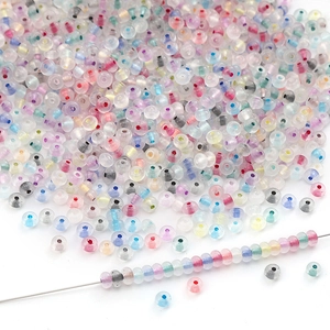Macro shot of colorful transparent abacus glass beads for DIY jewelry making material