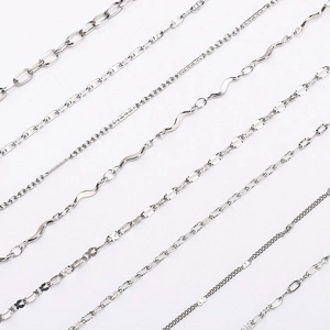 Assortiment de chaînes de bijoux DIY en acier inoxydable argenté, styles O et vague
