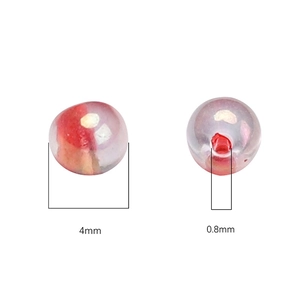 4mm round iridescent pink glass beads for DIY jewelry with 0.8mm hole for bracelets