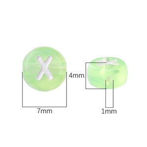 Green translucent acrylic 7mm letter X beads for DIY jewelry and bracelet making