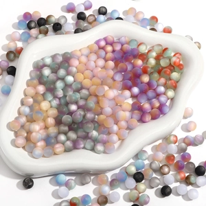 Mix of 8-10mm matte colorful resin cat eye round beads for DIY jewelry making material