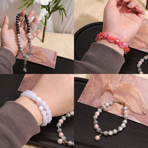 DIY 8/10mm cat eye resin beads jewelry set with matte finish and gradient pastel colors