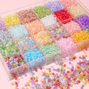 Kit de perles en verre œil de chat colorées avec boîte de rangement pour bijoux DIY