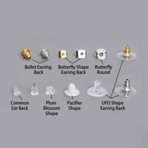 DIY jewelry earring back set including silicone bullet, butterfly, and disk styles