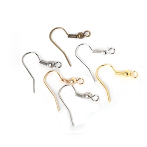 DIY handmade earring hooks in gold silver and bronze finishes with spiral bead details