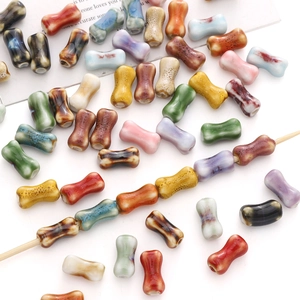 6x12mm dumbbell bone ceramic beads with kiln-fired glaze for handmade jewelry DIY