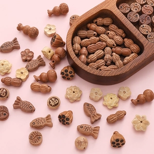 Minimalistische gesneden jujube houten kralen met lotus en kalebas voor DIY sieraden maken