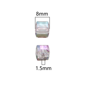 8mm iridescent acrylic cube beads with 1.5mm hole for DIY jewelry making and crafts