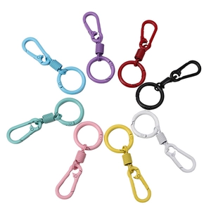 Colorful alloy carabiner keychains in a circular layout for DIY craft and bag accessories