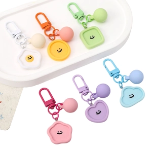 Set portachiavi a forma di faccina sorridente in resina color macaron per borse DIY