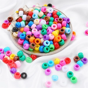 Cuentas Pony de Acrílico de Color Sólido Cuentas de Barril Redondo Cuentas de Agujero Grande para Hacer Joyas DIY Pulsera Pendiente Manualidades