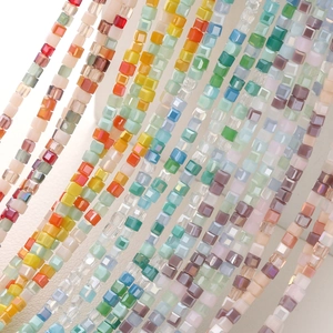 Rainbow 2mm faceted square crystal beads for DIY handmade jewelry necklace bracelets
