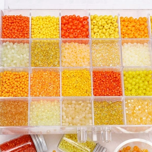 Kit perles DIY dans organisateur 24 cases avec perles de verre orange pour bijoux artisanaux