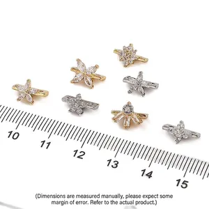 Breloques fleur à quatre pétales et étoile plaquées or 14K pour bijoux avec règle