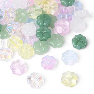 Colorful aurora four-leaf clover flat beads for DIY jewelry making and necklaces