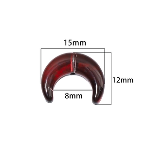 15x12mm dark red crescent moon glass bead for DIY jewelry making with dimensions