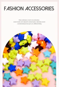 Vue détaillée de perles étoiles colorées en acrylique de 10mm pour bijoux artisanaux
