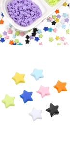 Détail macro de perles en acrylique colorées de 10 mm en forme d'étoile pour bijoux DIY