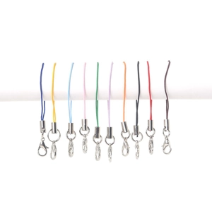 Set of 10 colorful DIY lanyards with lobster clasps and silver rings for phone charms