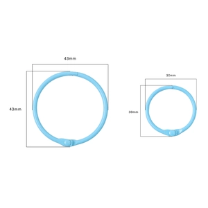 Light blue macaron metal binder rings in 43mm and 30mm sizes for DIY loose-leaf binding
