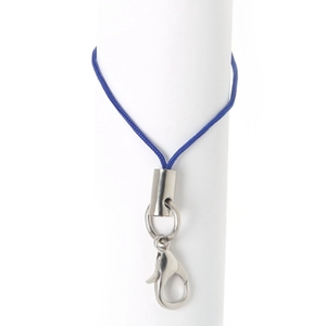Blue DIY lanyard charm with silver lobster clasp and braided cord for accessories