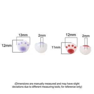 Acrylic cat paw charms for DIY jewelry making in purple and red, size 12-13mm