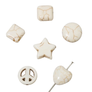 Perles en howlite naturelle en formes de cœur, étoile et paix pour bijoux DIY