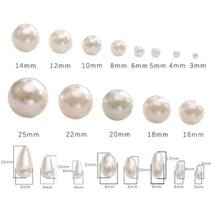 Beige imitatieparels in diverse maten en vormen, inclusief ronde, druppel- en ovale kralen