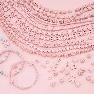 Perline di turchese rosa a forma di stella e foglia per gioielli fai da te e collane a mano