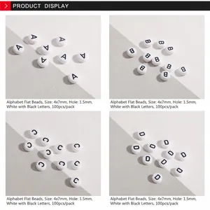 Macro detail of 4x7mm acrylic letter beads with 1.5mm holes for DIY jewelry making