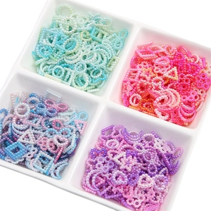 Colorful gradient faux pearl charms in heart, star, and moon shapes for DIY jewelry making