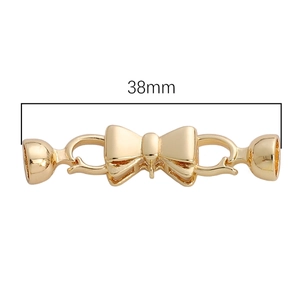 Chiusura a fiocco dorata da 38 mm in ottone lucido per collane fai-da-te e gioielleria