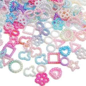 Colorful gradient ABS imitation pearl beads in mixed heart star and flower shapes