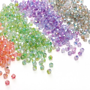 Cuentas de vidrio bicono 4mm con acabado aurora AB para joyería DIY y pulseras