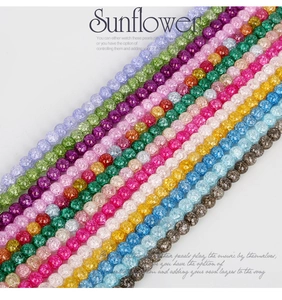 Détails de perles en verre craquelé multicolores pour la création de bijoux DIY